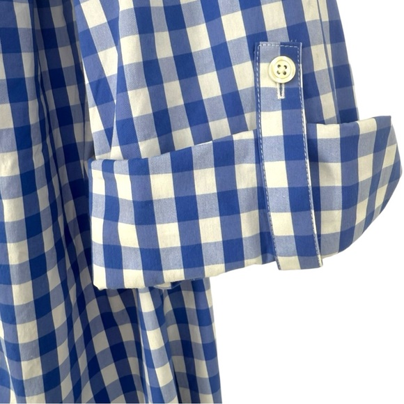 Talbots Blue Gingham Check Button Up Blouse Top Shirt Size 2X‎ Preppy Casual - Picture 12 of 13